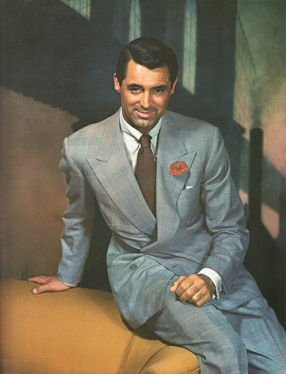 Cary Grant krawat z grenadyny kwiat w butonierce
