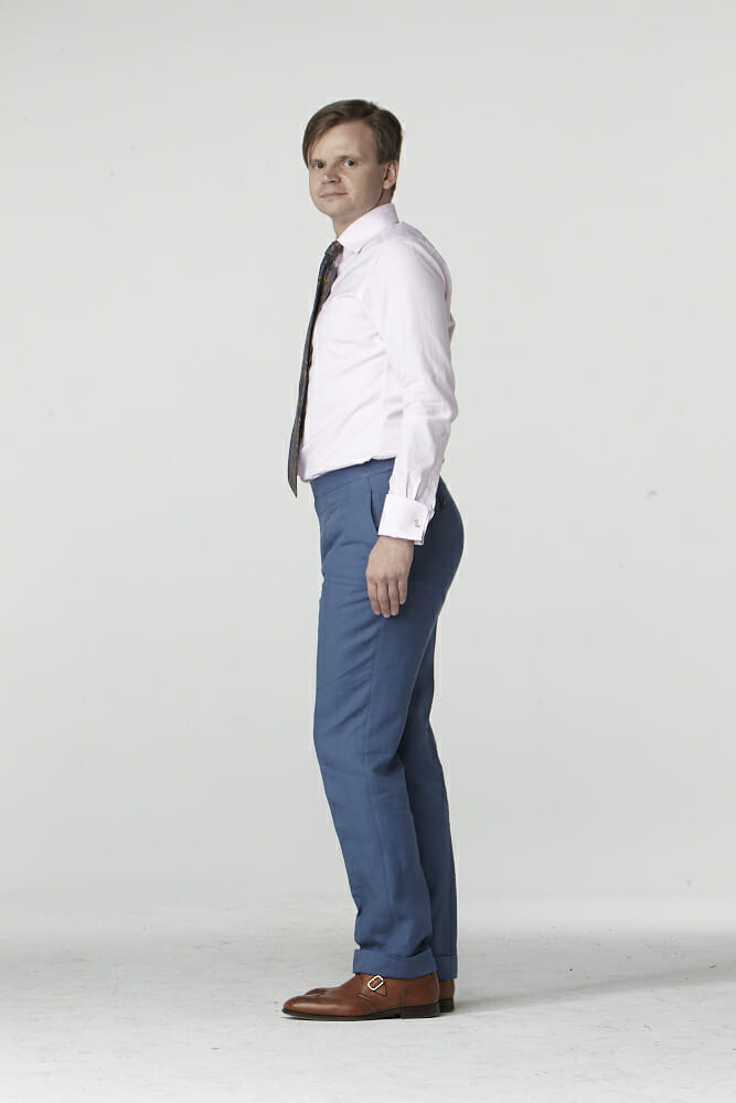 męskie spodnie lniane profil