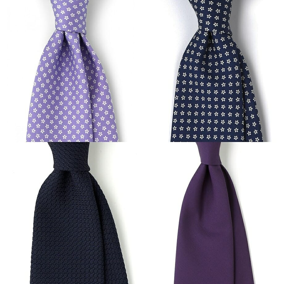 krawaty granatowe i purpurowe