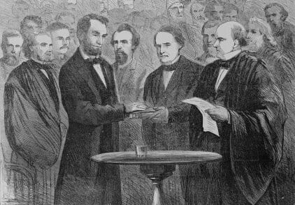 Lincoln_taking_the_oath_at_his_second_inauguration