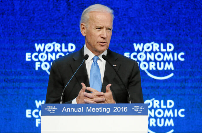 Joseph R. Biden Jr, Vice-President of the United States of America speaks during the special session at the Annual Meeting 2016 of the World Economic Forum in Davos, Switzerland, January 20, 2016. WORLD ECONOMIC FORUM/swiss-image.ch/Photo Remy Steinegger
