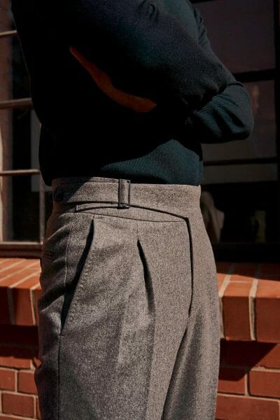 spodnie flanelowe z wysokim stanem