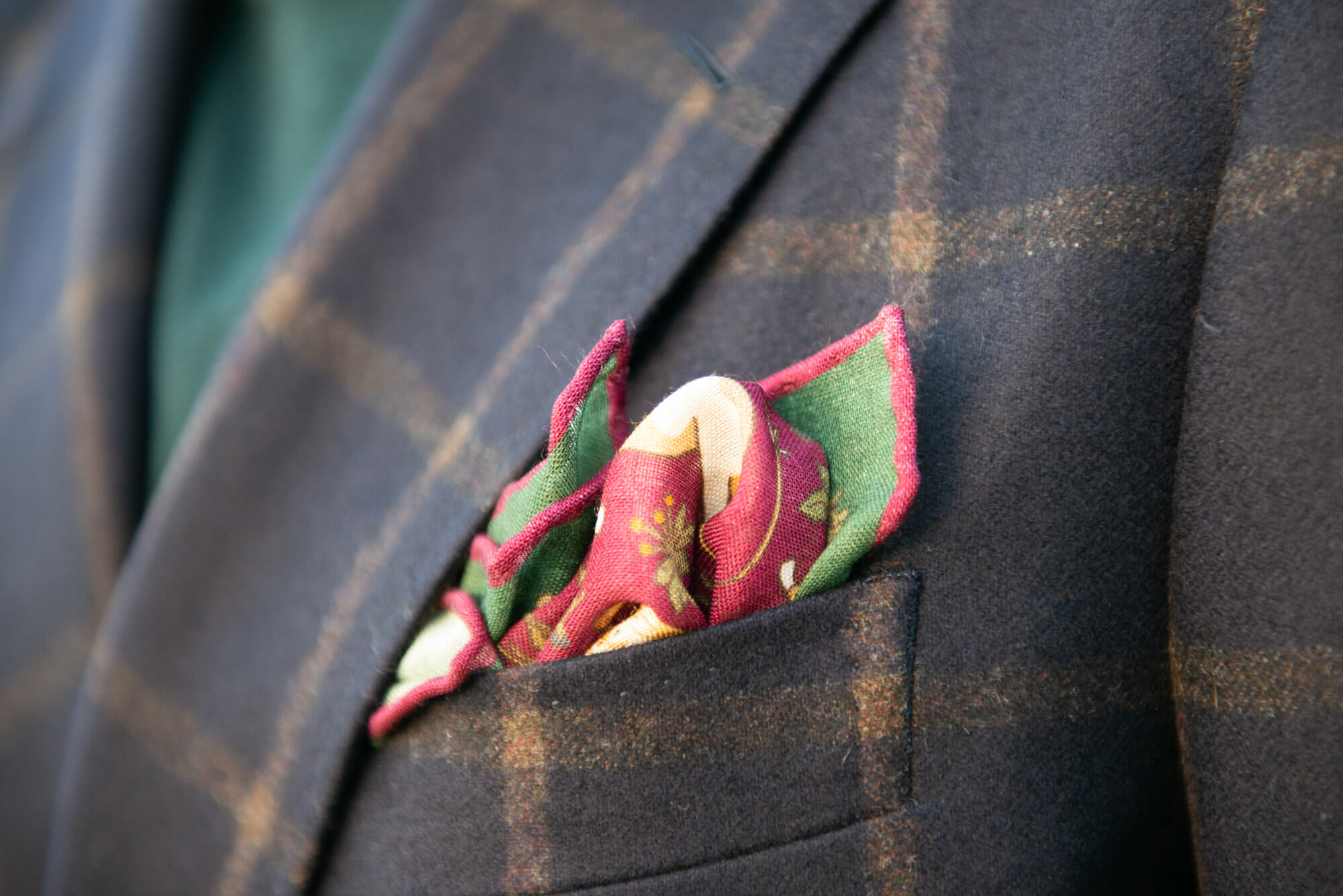 Wool pocket square printed in Macclesfield