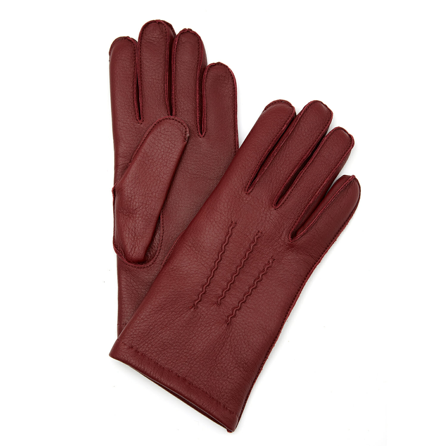 rękawiczki ze skóry jeleniej bordowe